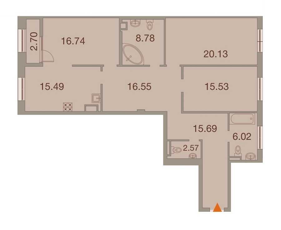 Трехкомнатная квартира в : площадь 118.85 м2 , этаж: 7 – купить в Санкт-Петербурге